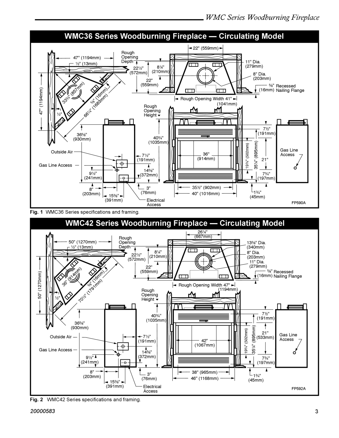 CFM Corporation WMC36 WMC42 manual WMC36 Series Woodburning Fireplace Circulating Model 