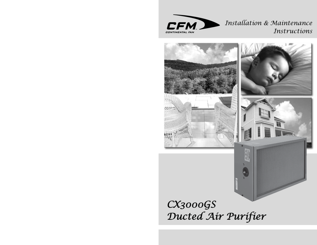 CFM CX3000GS warranty Ducted Air Purifier, Installation & Maintenance Instructions 
