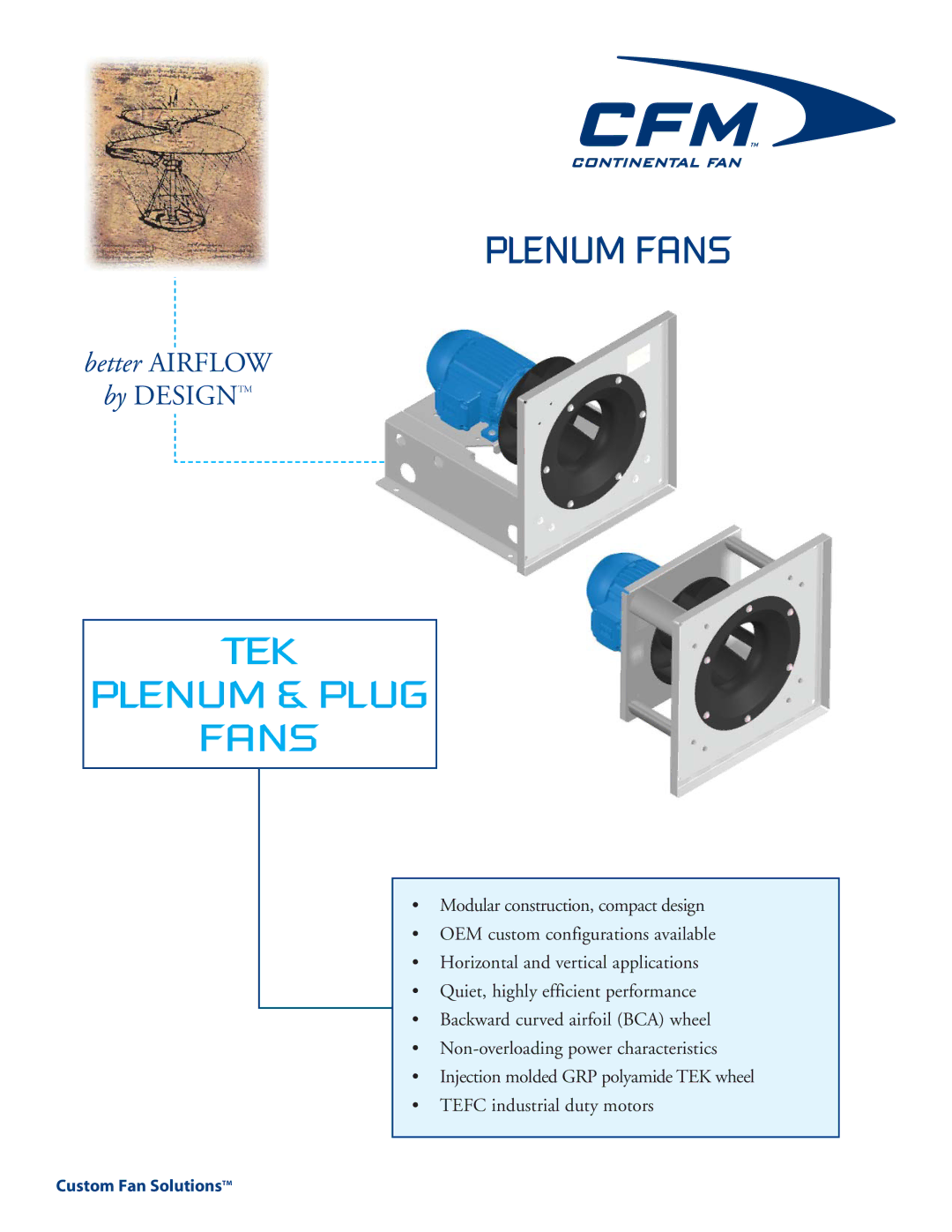 CFM TEK400H-H4, TEK450H-H4, TEK355H-V2, TEK450H-V4, TEK355H-H2, TEK280H-H2 manual Plenum Fans, TEK Plenum & Plug Fans 