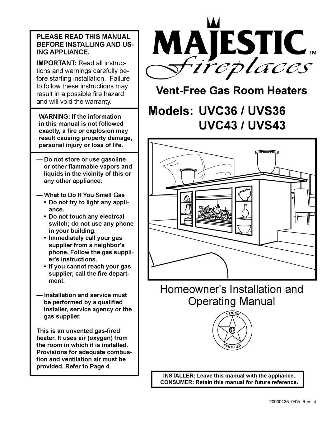 CFM UVC43, UVC36, UVS43, UVS36 warranty 