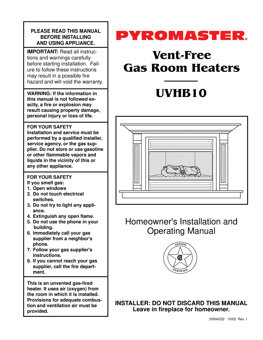 CFM UVHB10 warranty 