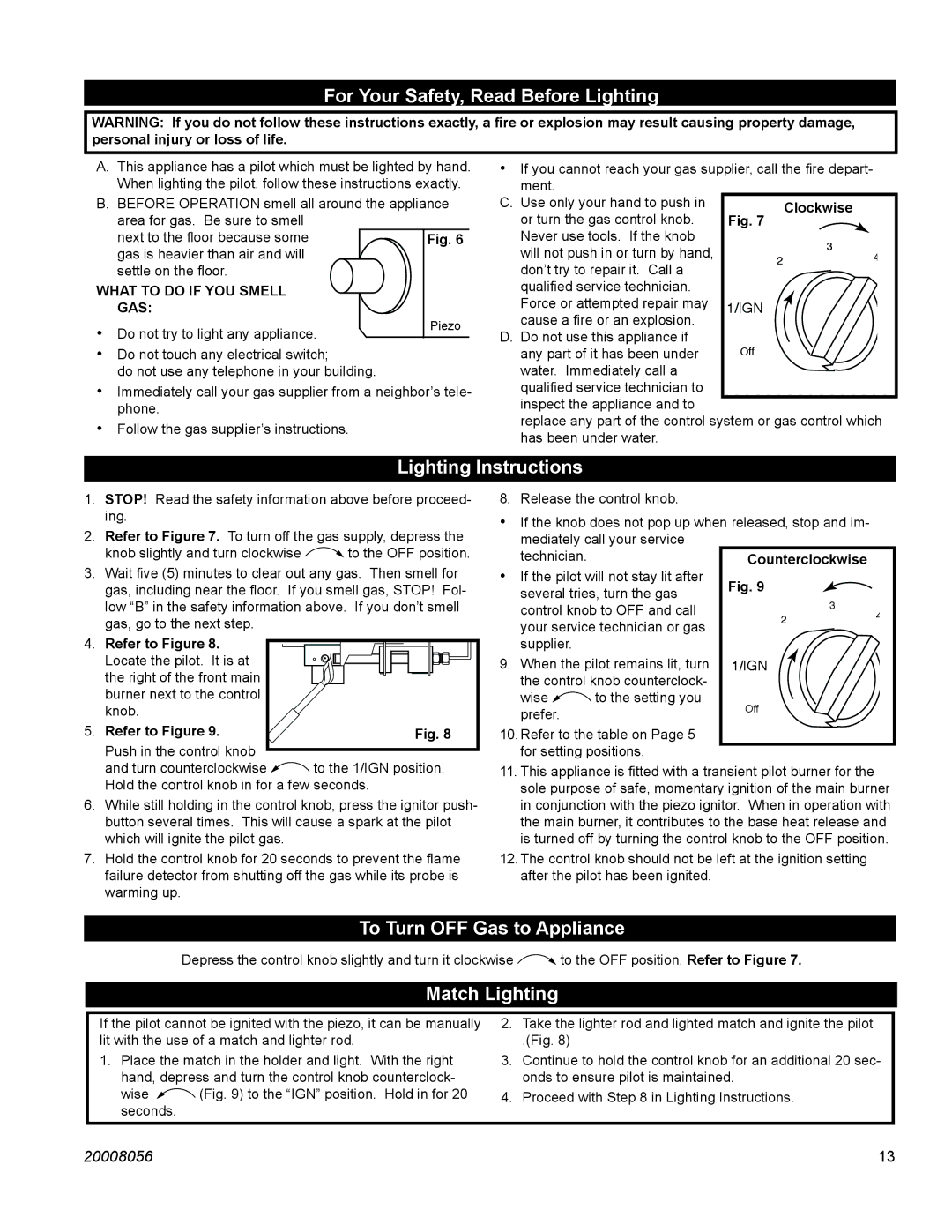 CFM UVHK36MN, UVHK29MN, UVHK23MP, UVHK31MP manual Clockwise, Counterclockwise 