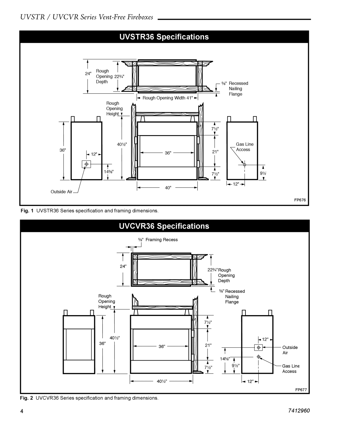 CFM UVCVR36 dimensions UVSTR36 Speciﬁcations 