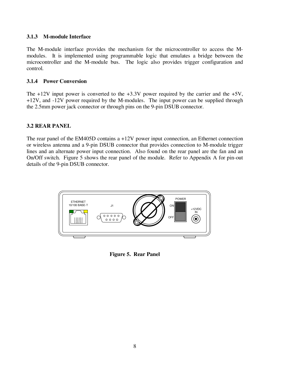 CH Tech EM405D user manual Module Interface, Power Conversion, Rear Panel 