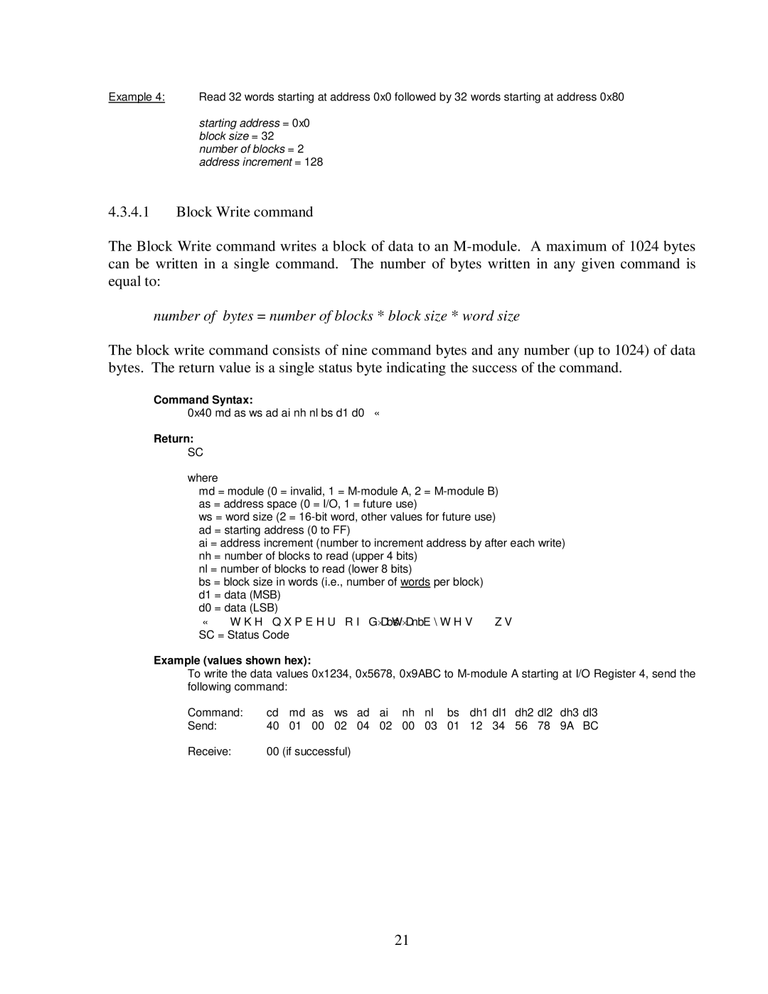 CH Tech EM405D user manual Number of bytes = number of blocks * block size * word size 