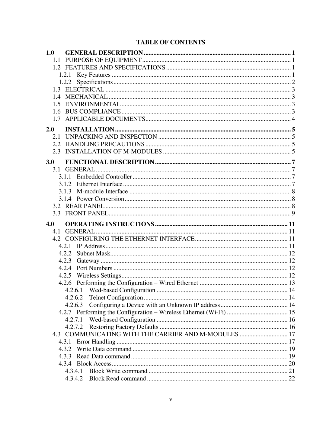 CH Tech EM405D Table of Contents General Description, Installation, Functional Description, Operating Instructions 