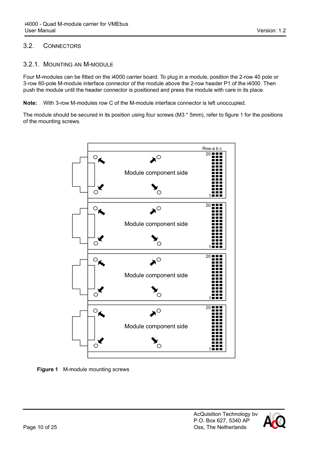 CH Tech i4000 user manual Module component side, Connectors Mounting AN M-MODULE 