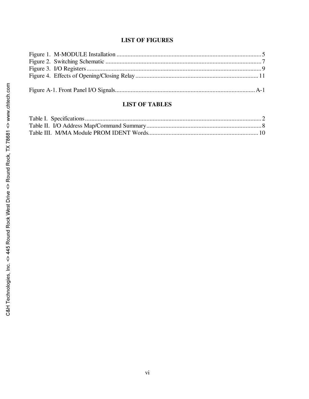 CH Tech M222 user manual List of Figures, List of Tables 