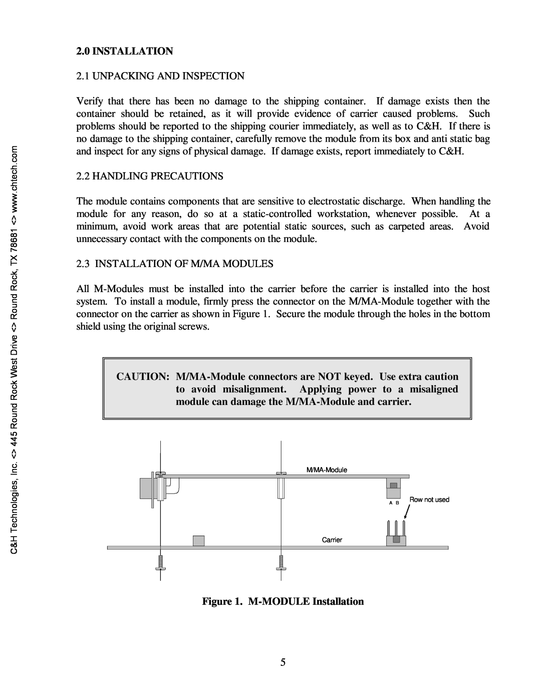 CH Tech M222 user manual M-MODULE Installation, M/MA-Module, Carrier 