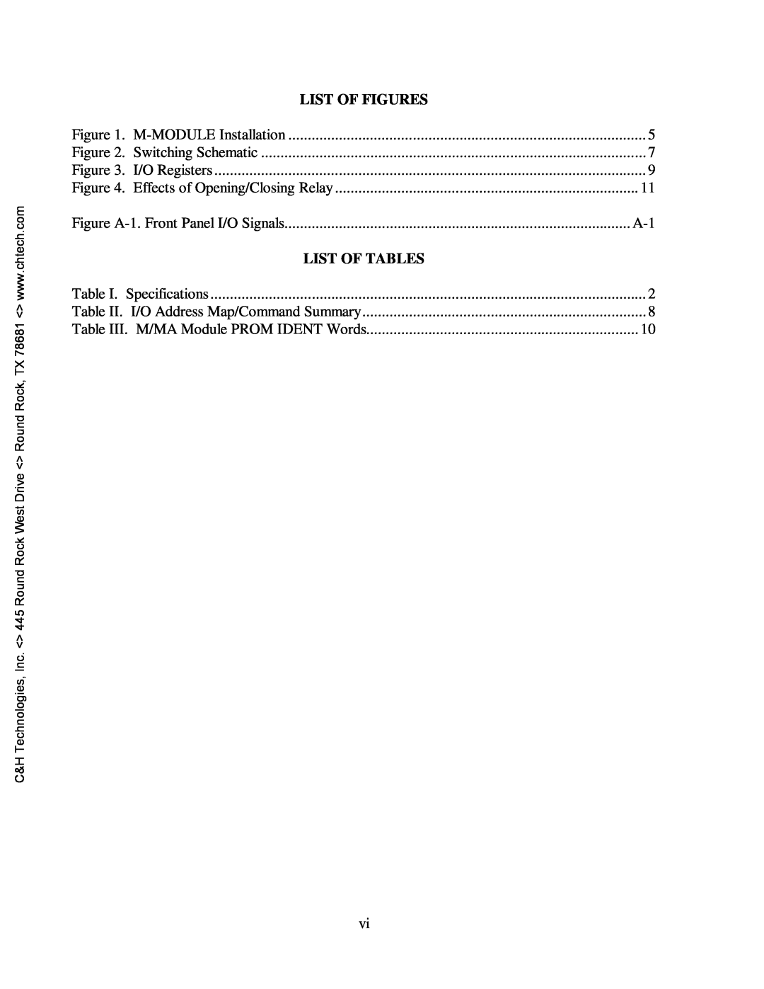 CH Tech M222 user manual List Of Figures, List Of Tables 