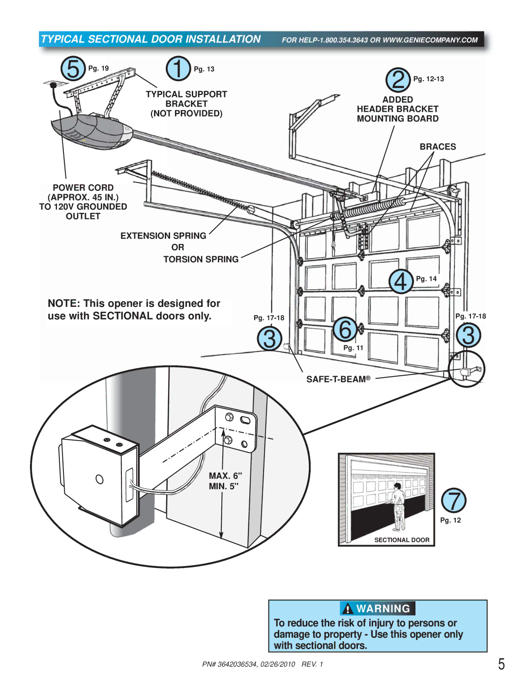 Chamberlain 1022, 1042, 1024 manual Typical Sectional Door Installation 