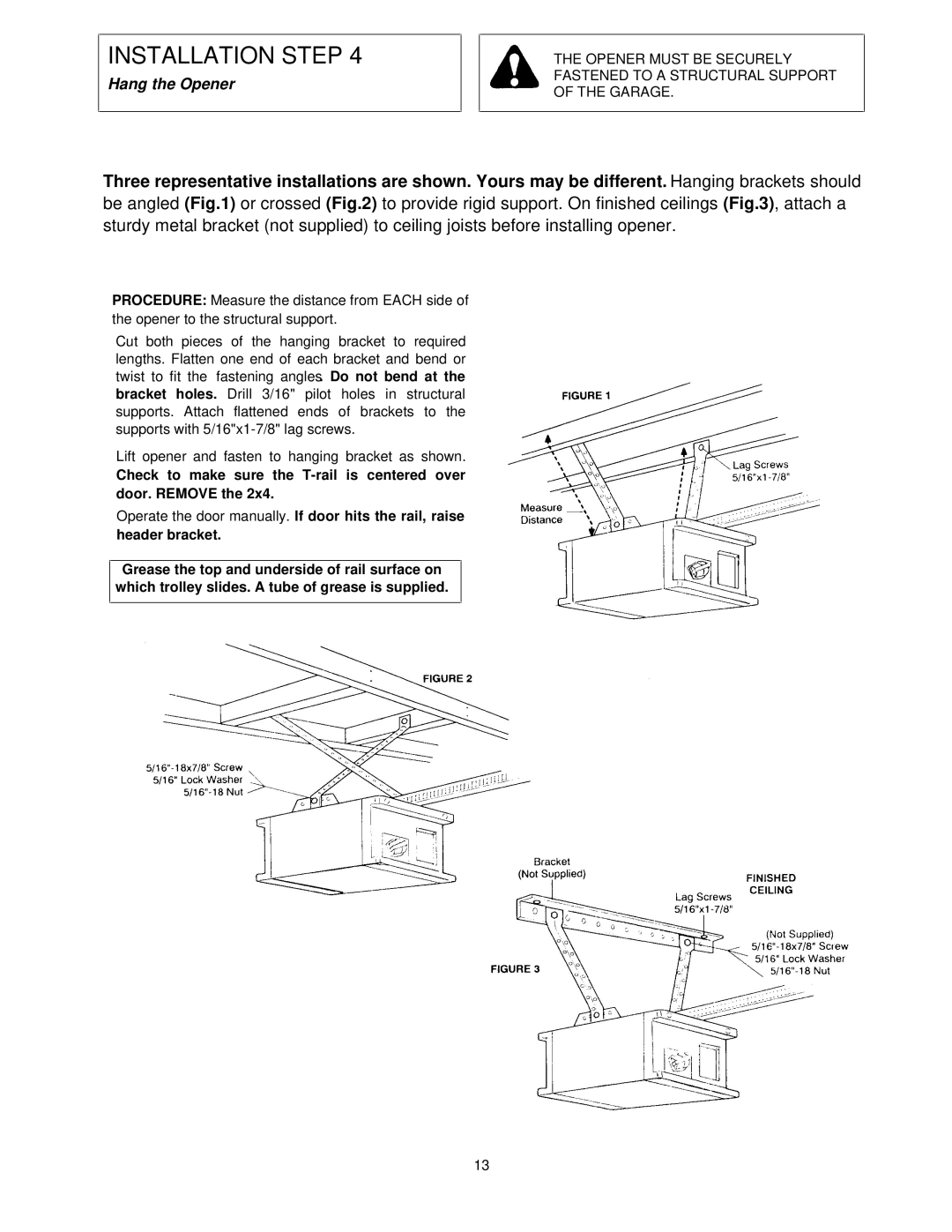 Chamberlain 1150-1/3HP, 1145-1/3HP, 1160-1/2HP owner manual Hang the Opener 