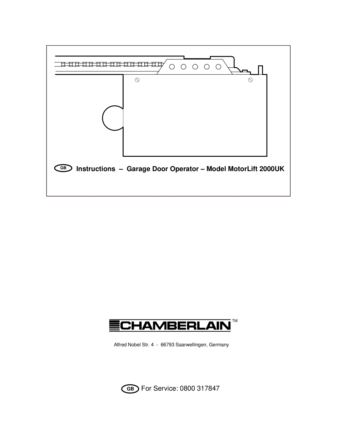 Chamberlain manual Instructions Garage Door Operator Model MotorLift 2000UK 