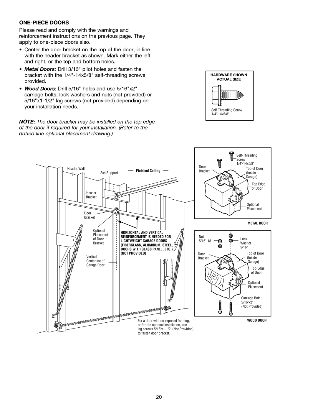 Chamberlain 3255M 1/2 HP, 3255-2M 1/2 HP, 3245M 1/3 HP owner manual ONE-PIECE Doors 