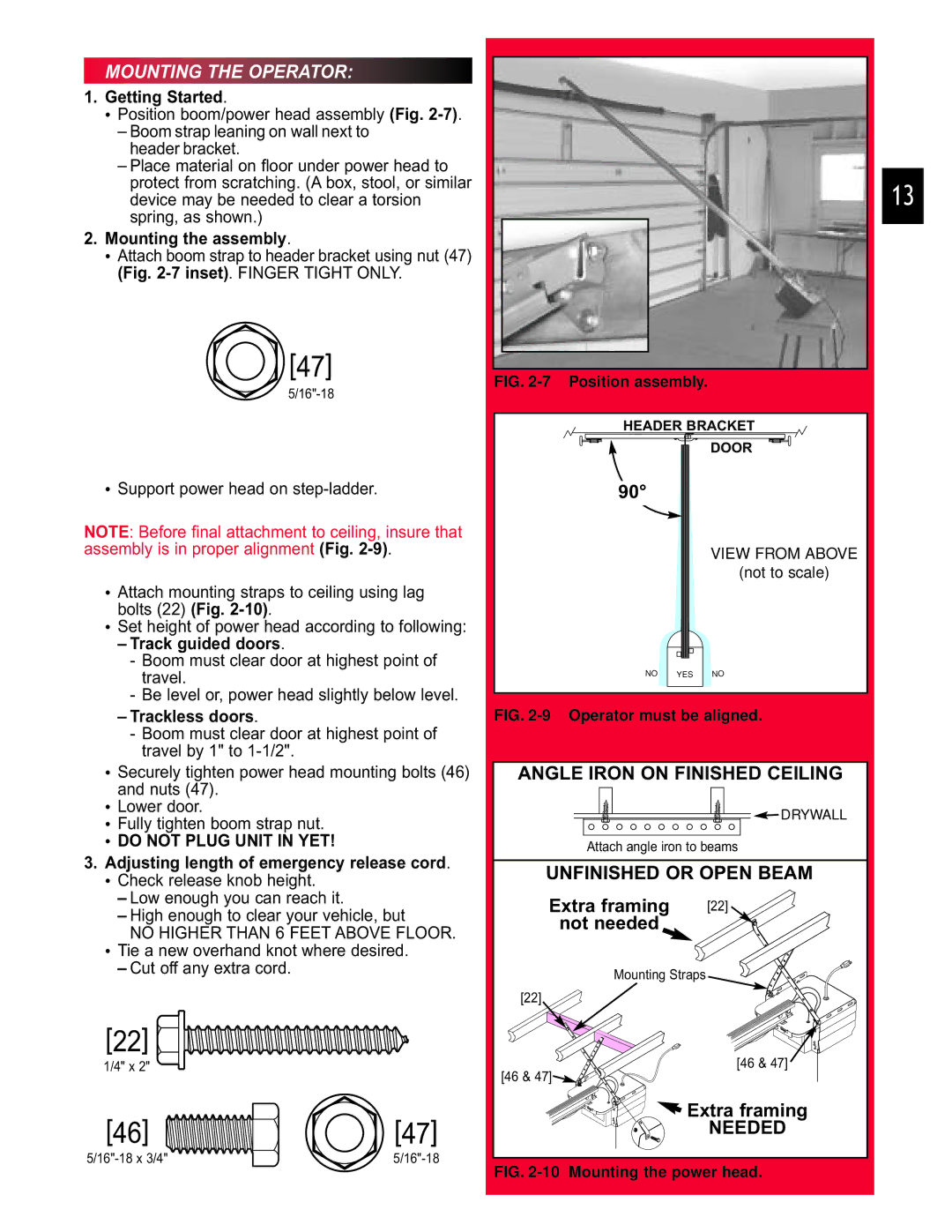 Chamberlain 3453135556 manual Mounting the Operator 