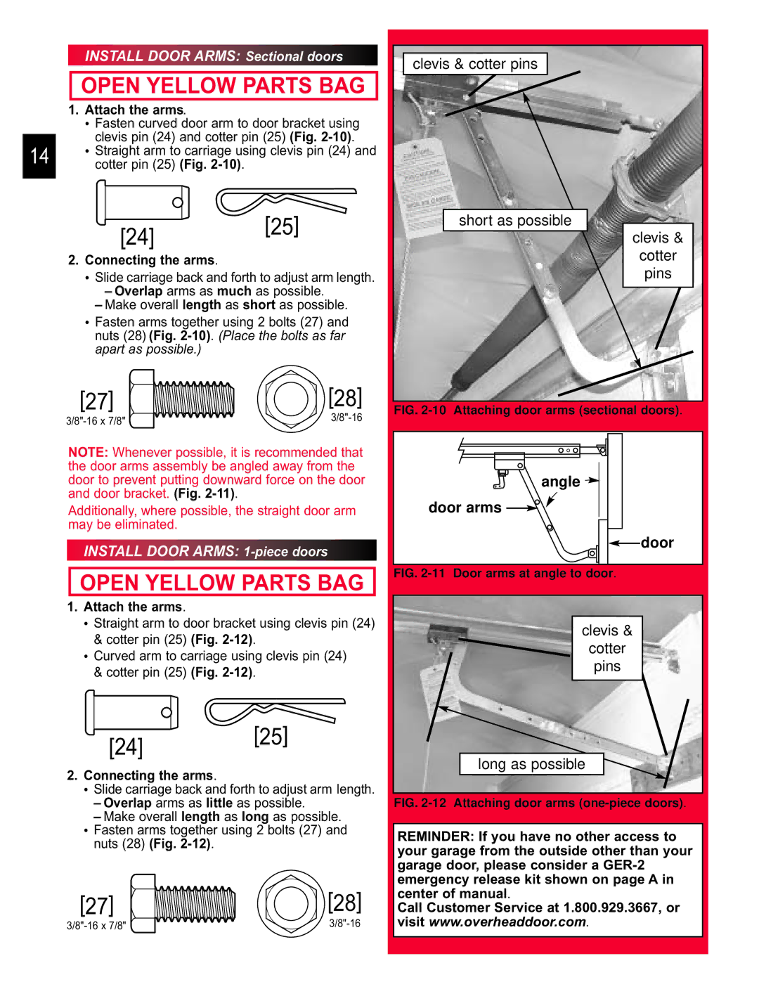 Chamberlain 3453135556 manual Open Yellow Parts BAG, Attach the arms, Connecting the arms 