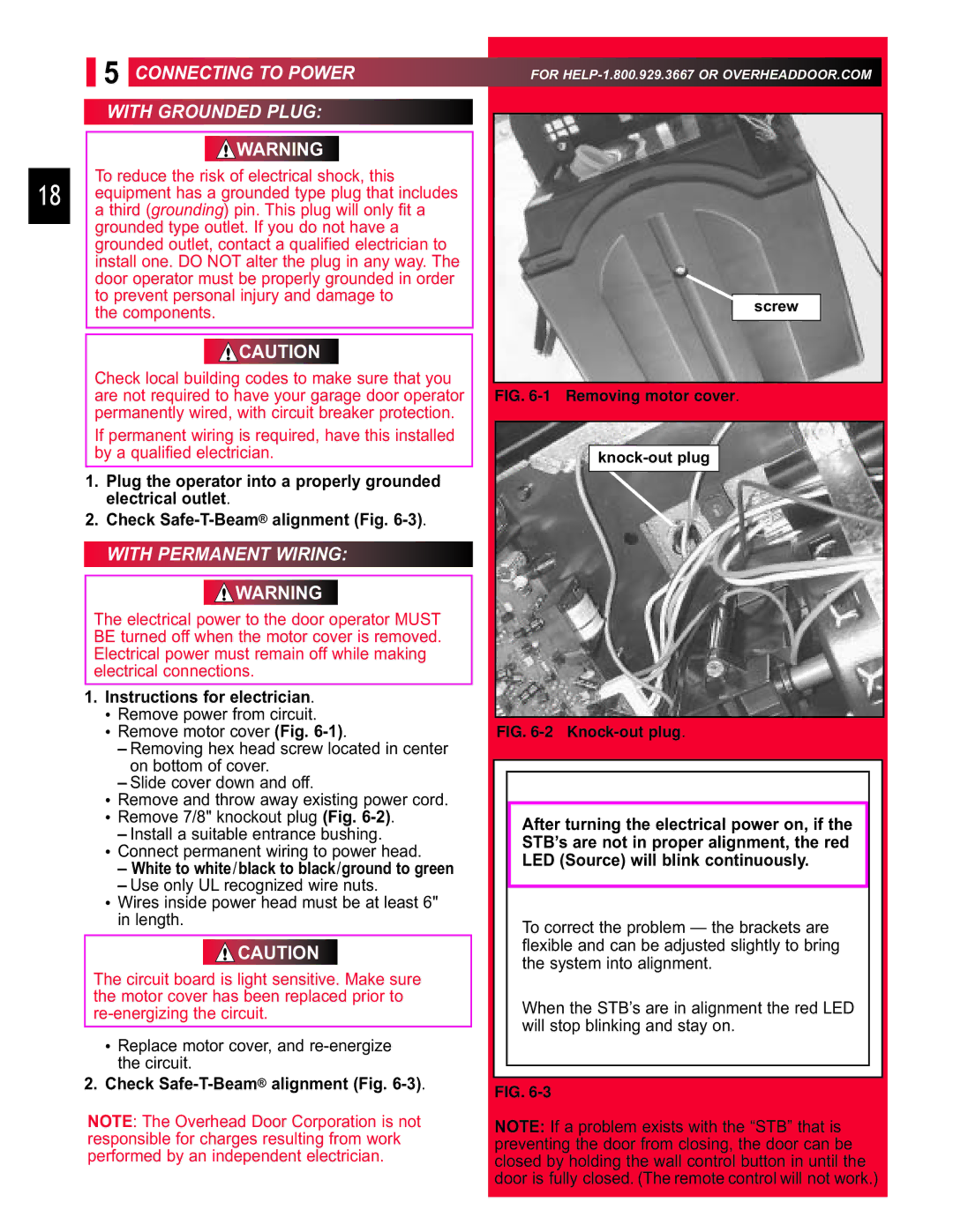 Chamberlain 3453135556 manual With Permanent Wiring, Instructions for electrician 