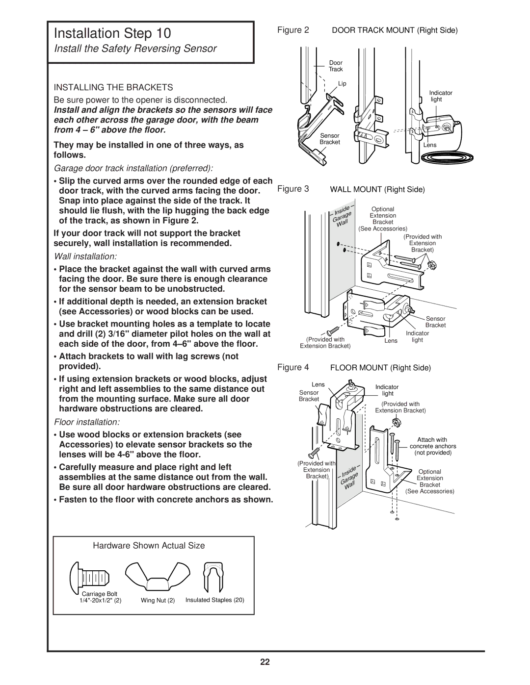 Chamberlain 8200 1/2 HP owner manual Install the Safety Reversing Sensor 