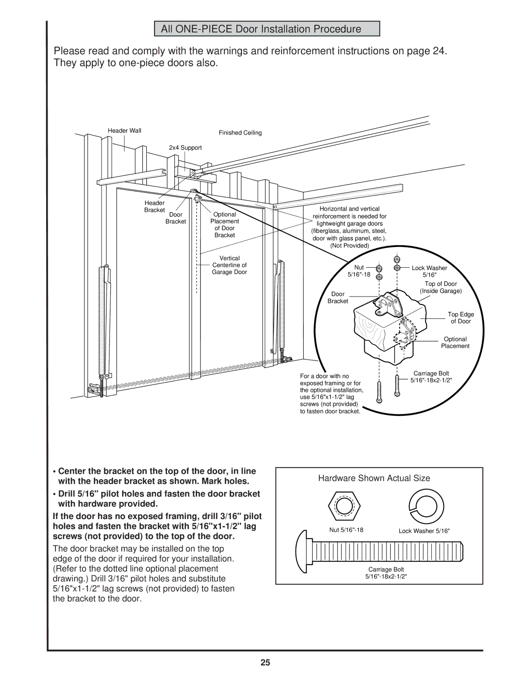 Chamberlain 8200 1/2 HP owner manual Header Wall 