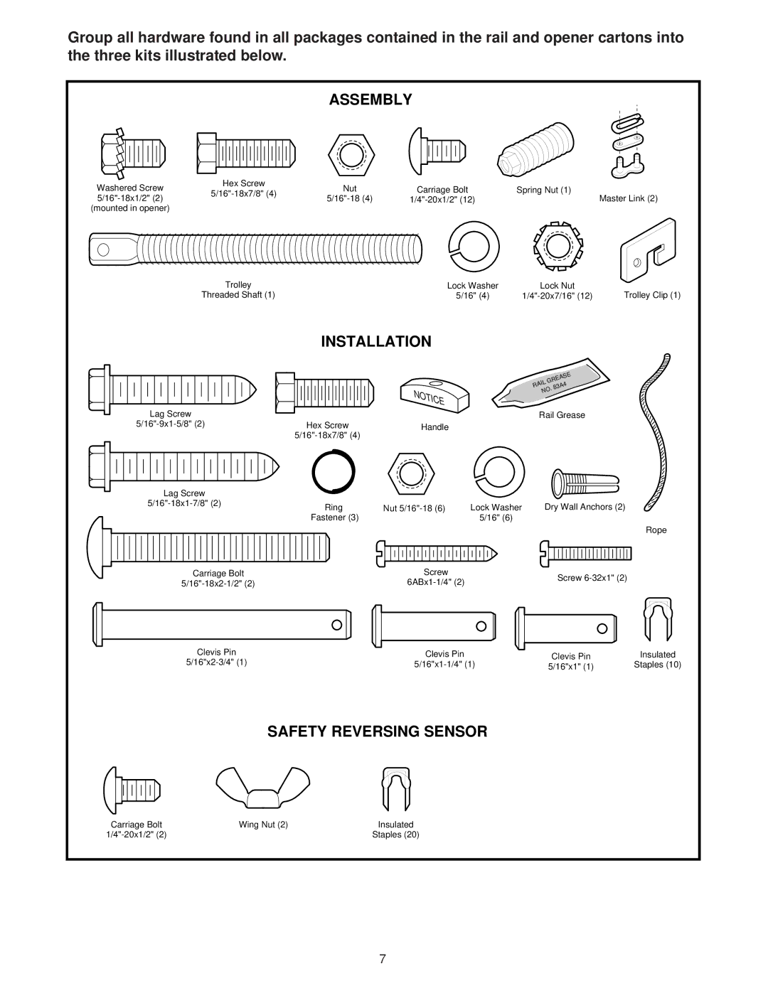 Chamberlain 8200 1/2 HP owner manual Assembly 