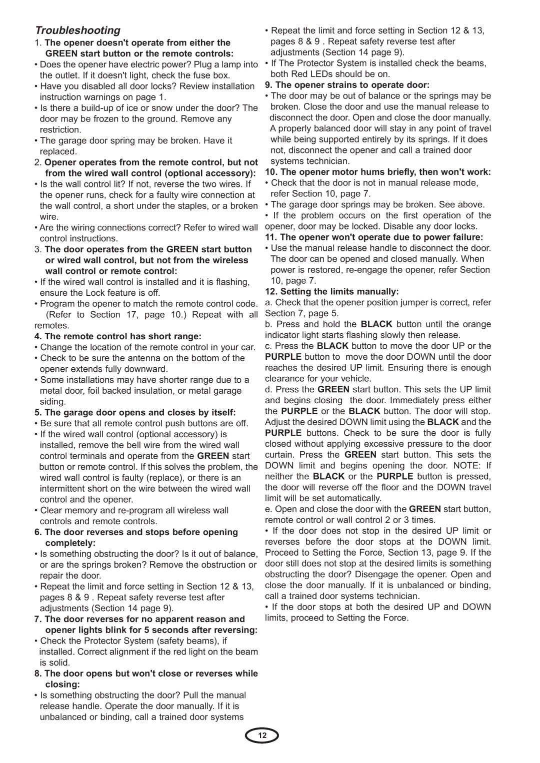 Chamberlain HE60R manual Troubleshooting 