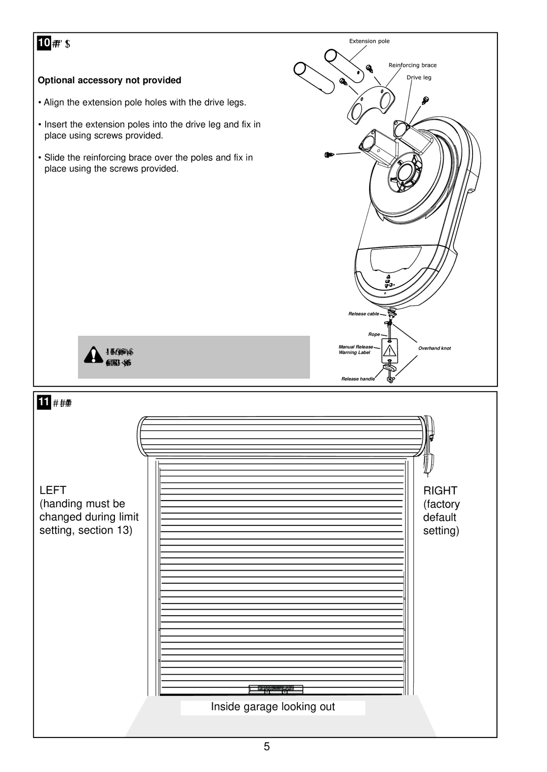 Chamberlain MR650EVO, MR850EVO operating instructions Attaching Extension Poles if Required, Left / Right Hand Installation 