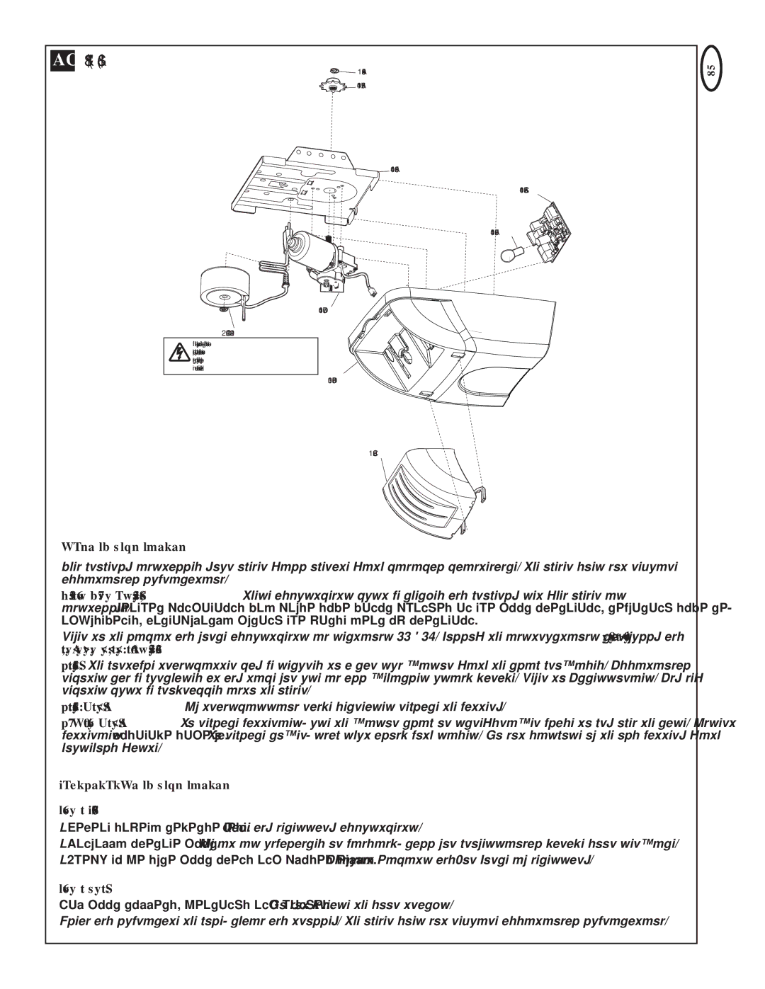 Chamberlain MT60P manual Replacement Parts, Once a Month, Once a Year 