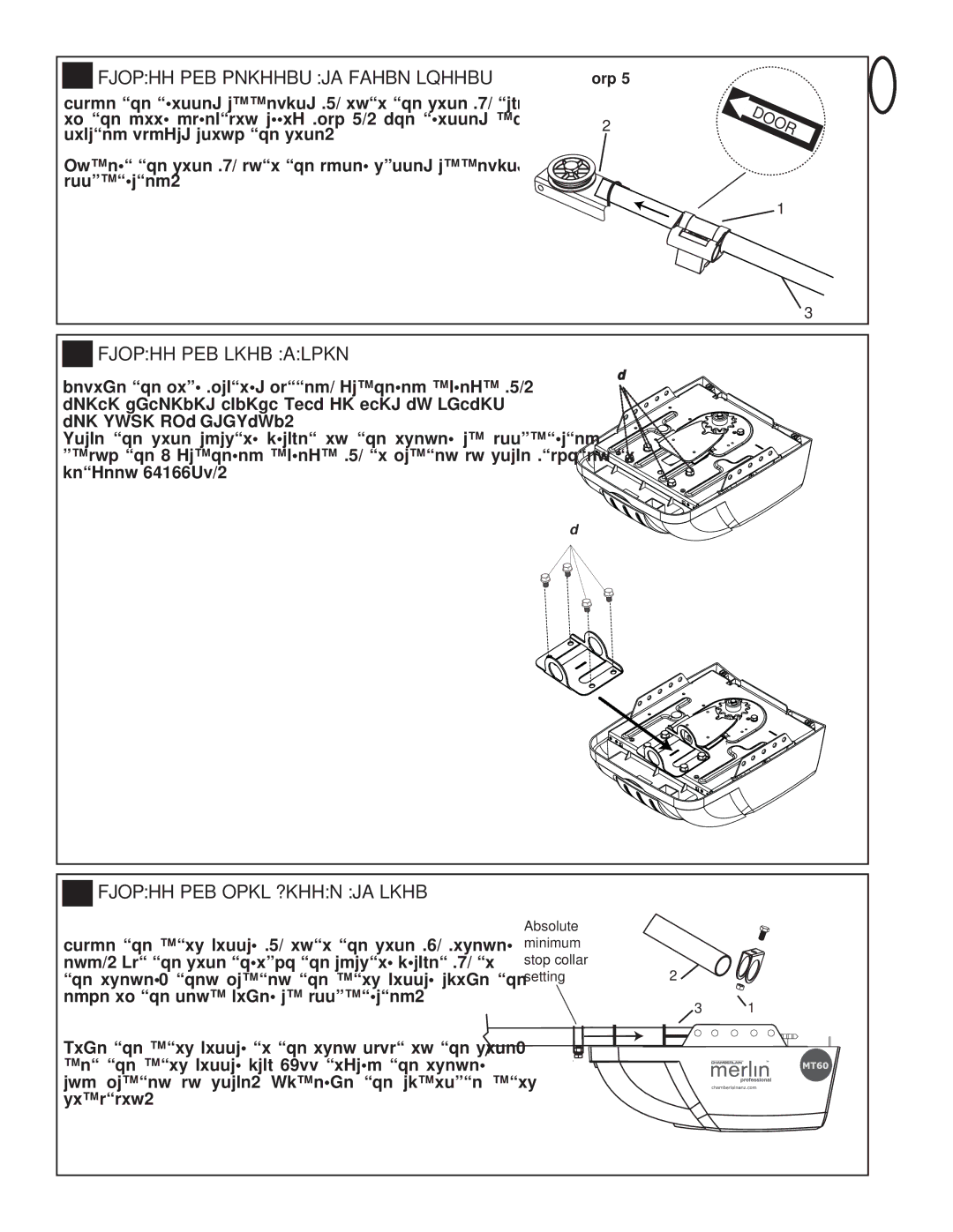 Chamberlain MT60P manual Install the Pole Adaptor, Install the Stop Collar and Pole 