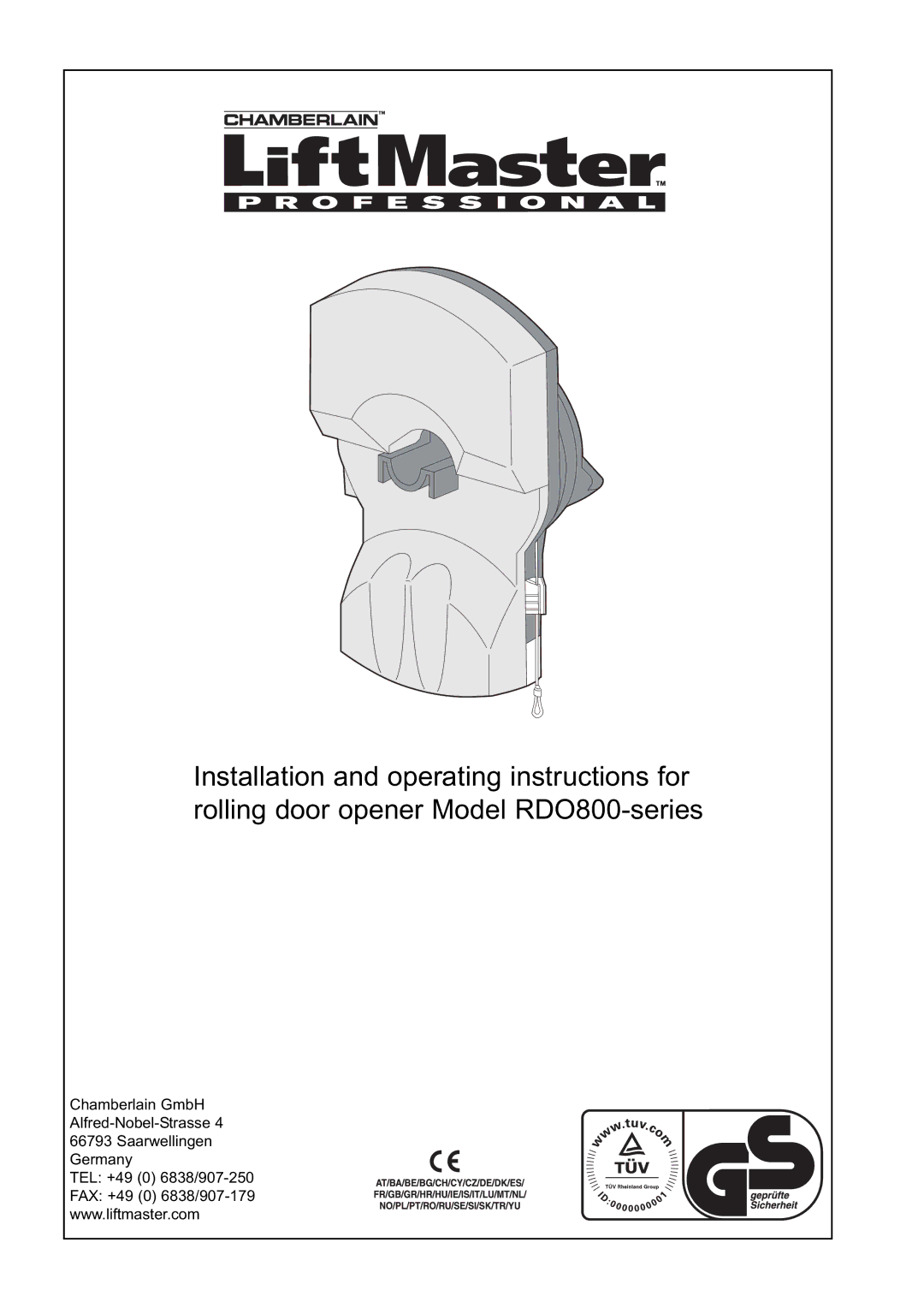 Chamberlain RDO800 manual 