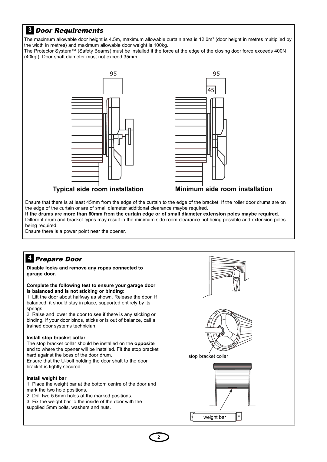 Chamberlain RDO800 manual Door Requirements 