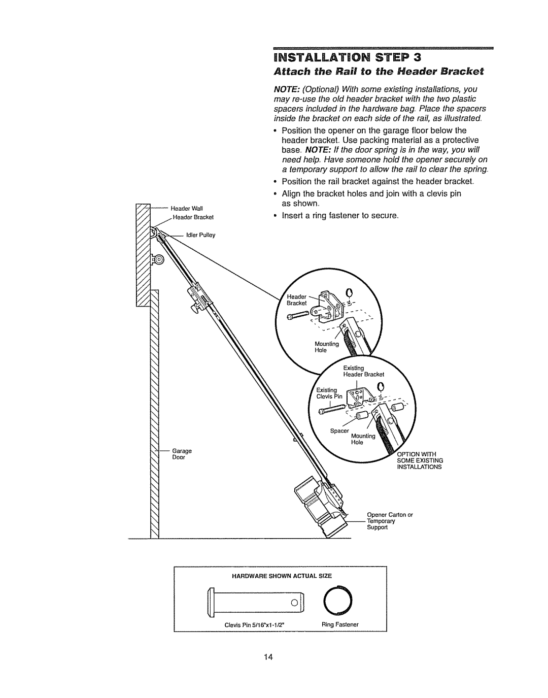 Chamberlain WD962KD, WD962KLD owner manual MHSTALLATION Step 