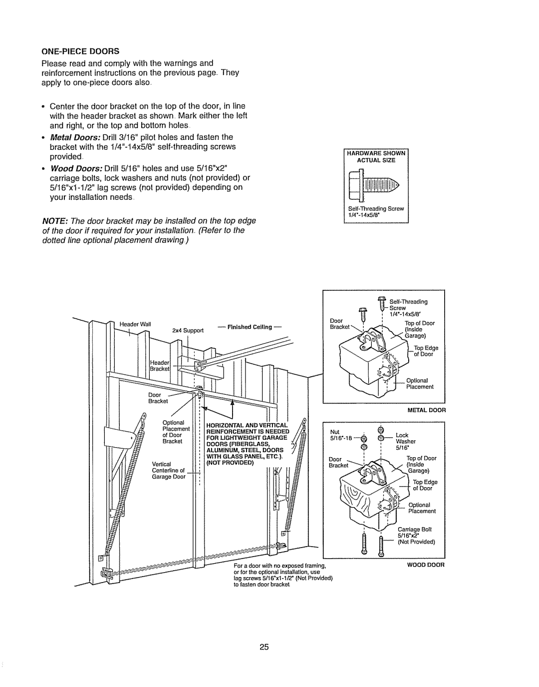 Chamberlain WD962KLD, WD962KD owner manual ONE-PIECE Doors, Garage 