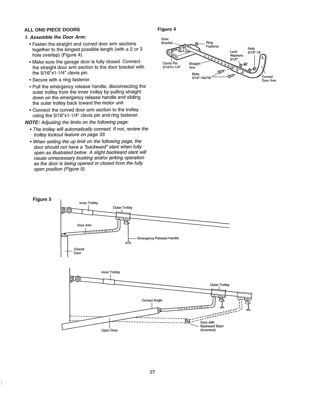 Chamberlain WD962KLD, WD962KD owner manual Assemble the Door Arm 