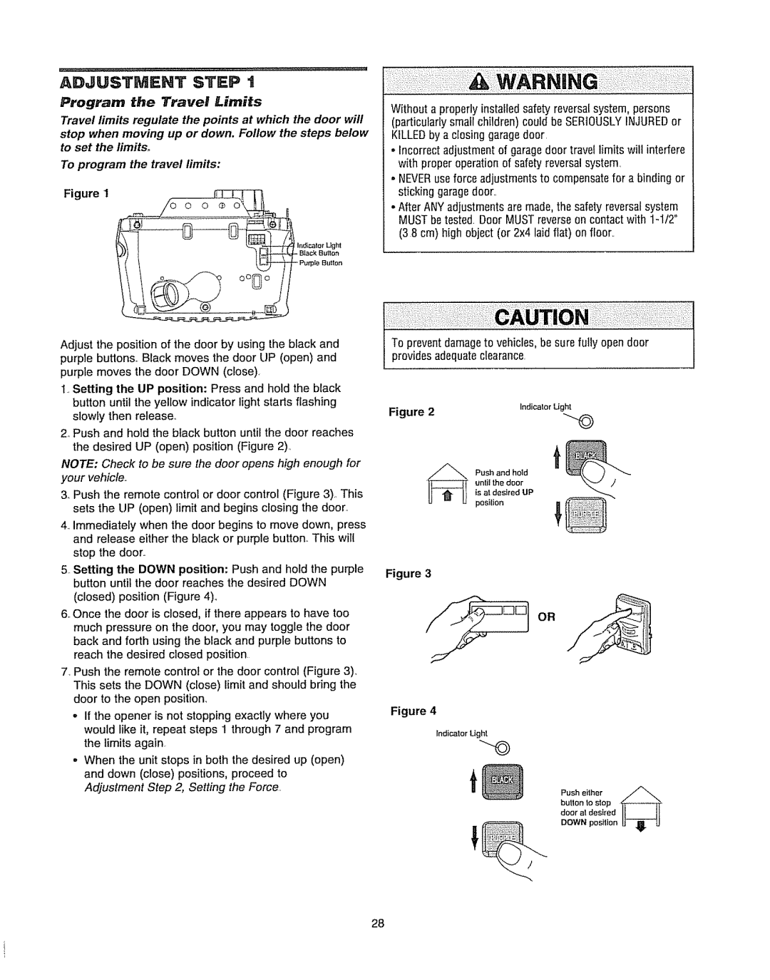 Chamberlain WD962KD, WD962KLD owner manual Adjustment Step, Doora,desiredlll 