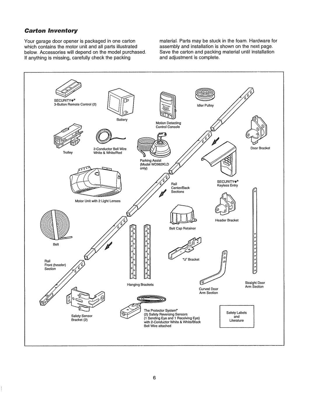 Chamberlain WD962KD, WD962KLD owner manual Curved Door 