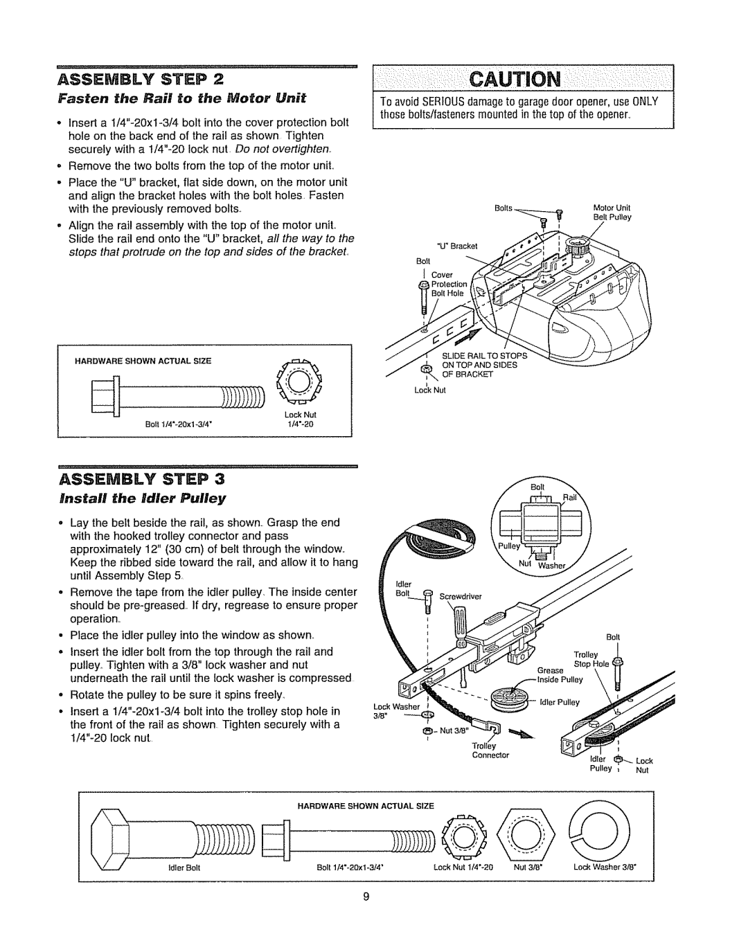 Chamberlain WD962KLD, WD962KD owner manual Assembly Step, Nut3 