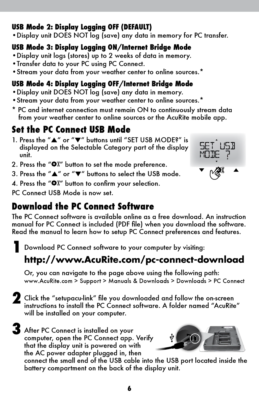 Chaney Instrument 06006RM/1036RX instruction manual Set the PC Connect USB Mode, Download the PC Connect Software 