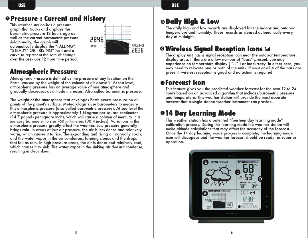 Chaney Instrument 13230 warranty Pressure Current and History, Atmospheric Pressure, Daily High & Low, Forecast Icon 