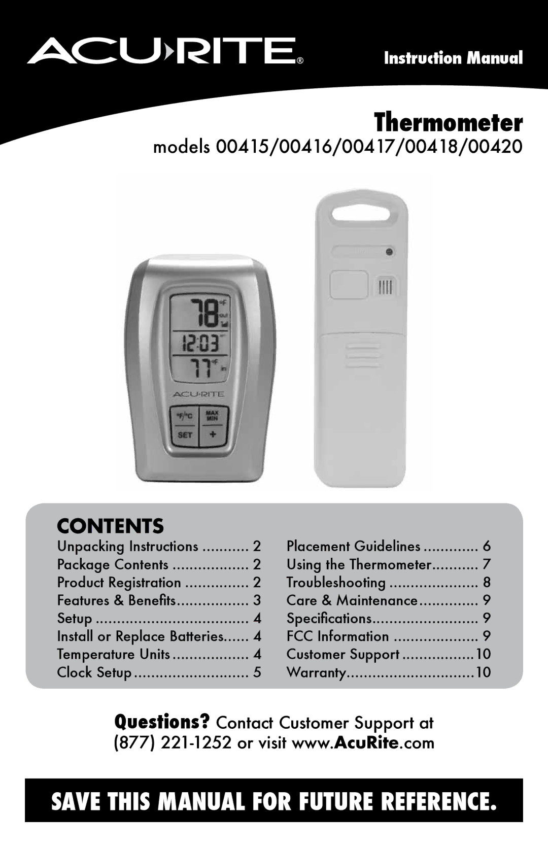 Chaney Instrument 420, 417, 416, 418, 415 instruction manual Thermometer 