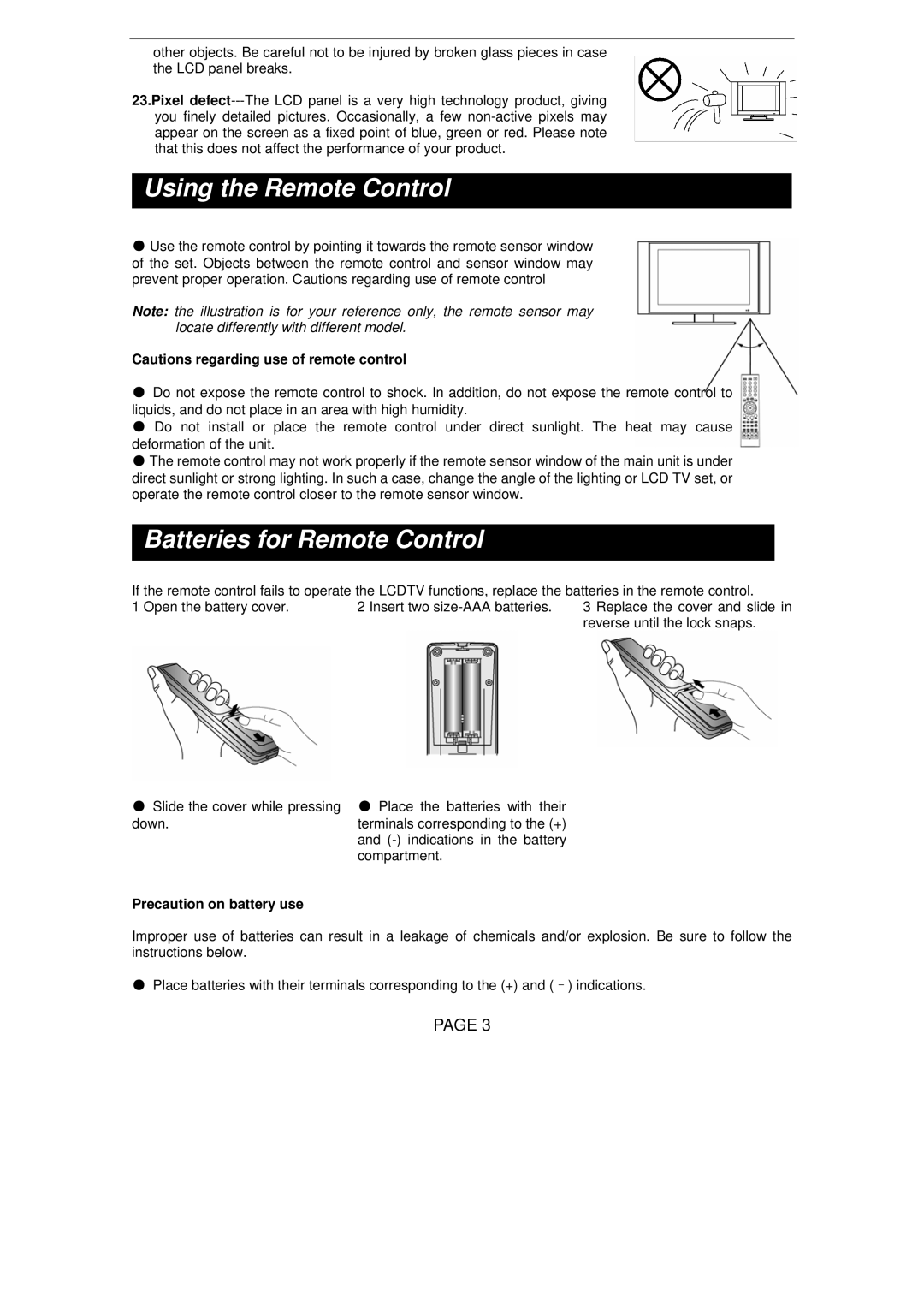 Changhong Electric TM150F7E, TM201F7E manual Using the Remote Control 