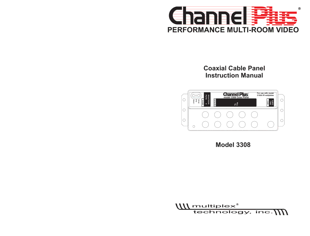 Channel Plus 3308, 2010 instruction manual Performance MULTI-ROOM Video 