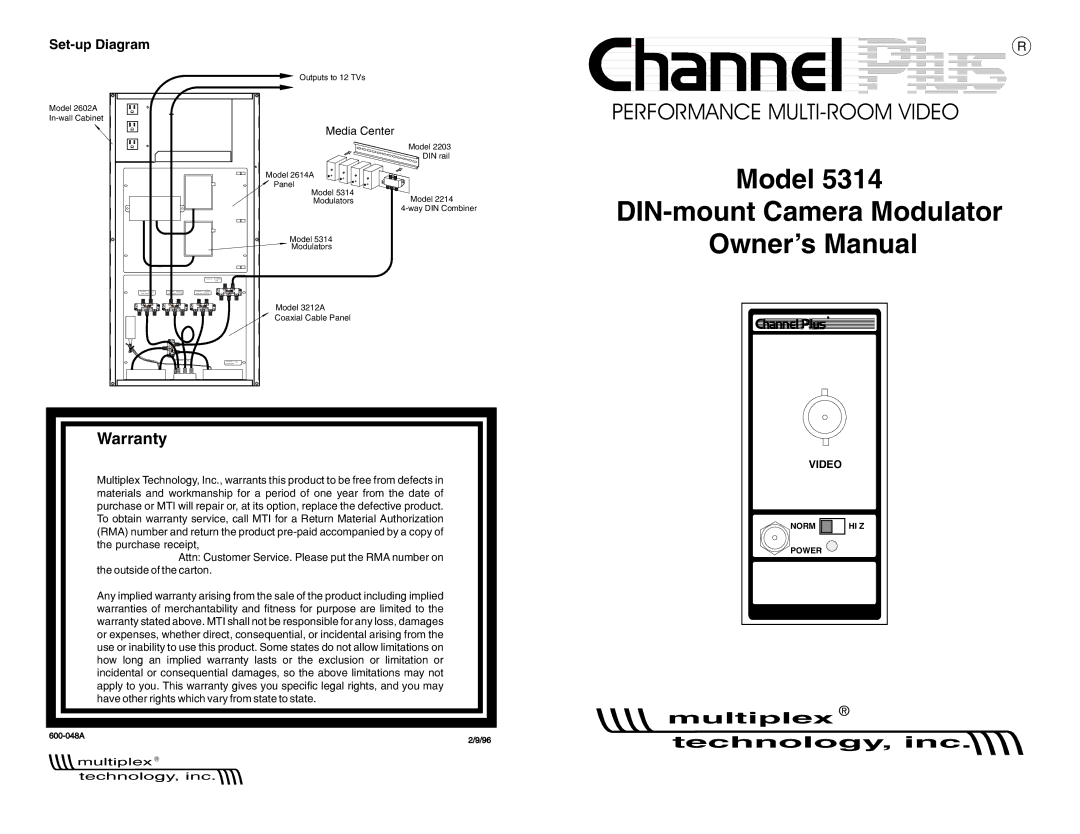 Channel Plus 5314 owner manual Set-up Diagram, Media Center 