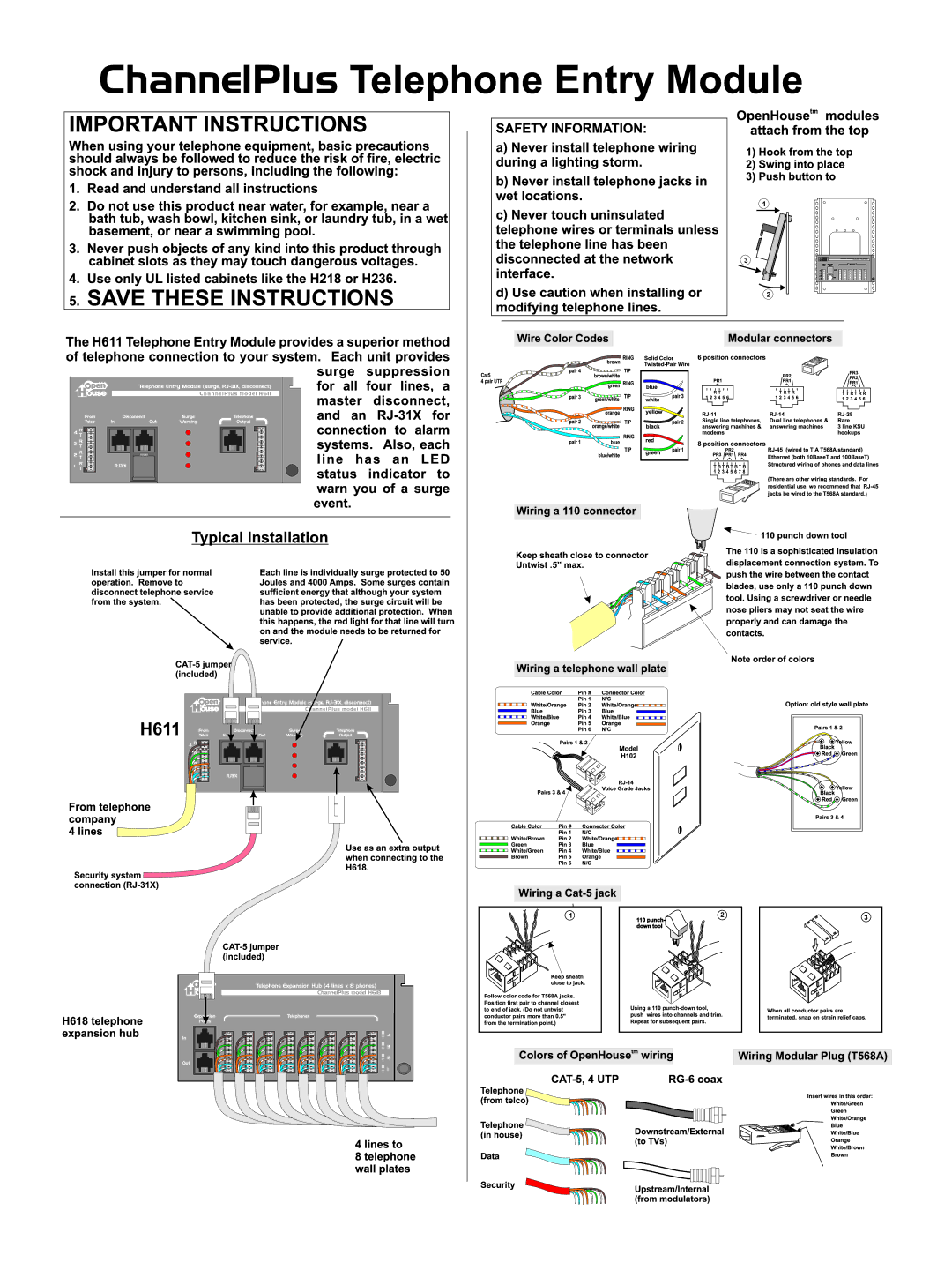 Channel Plus H611 manual 