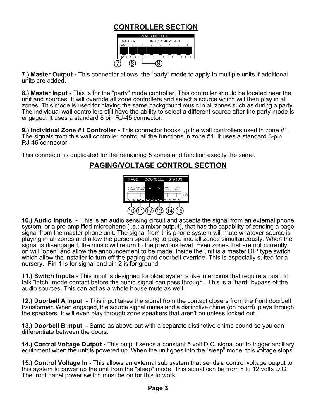 Channel Plus MDS-6 manual Controller Section, PAGING/VOLTAGE Control Section 