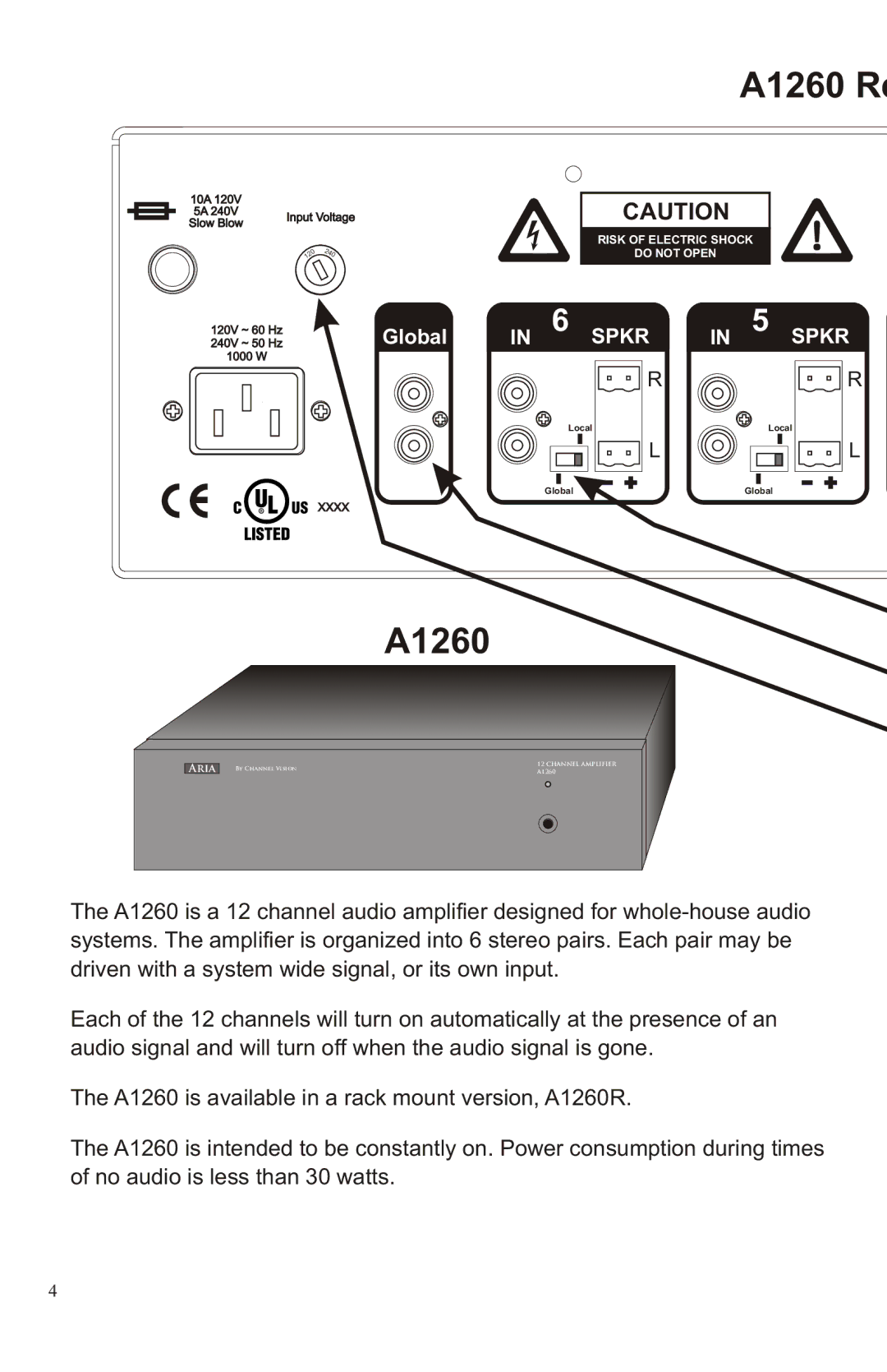 Channel Vision A1260R manual A1260 Re 