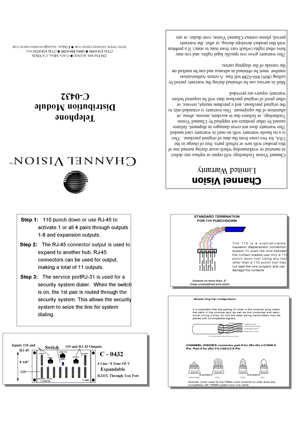 Channel Vision C-0432 manual , ‡zj 