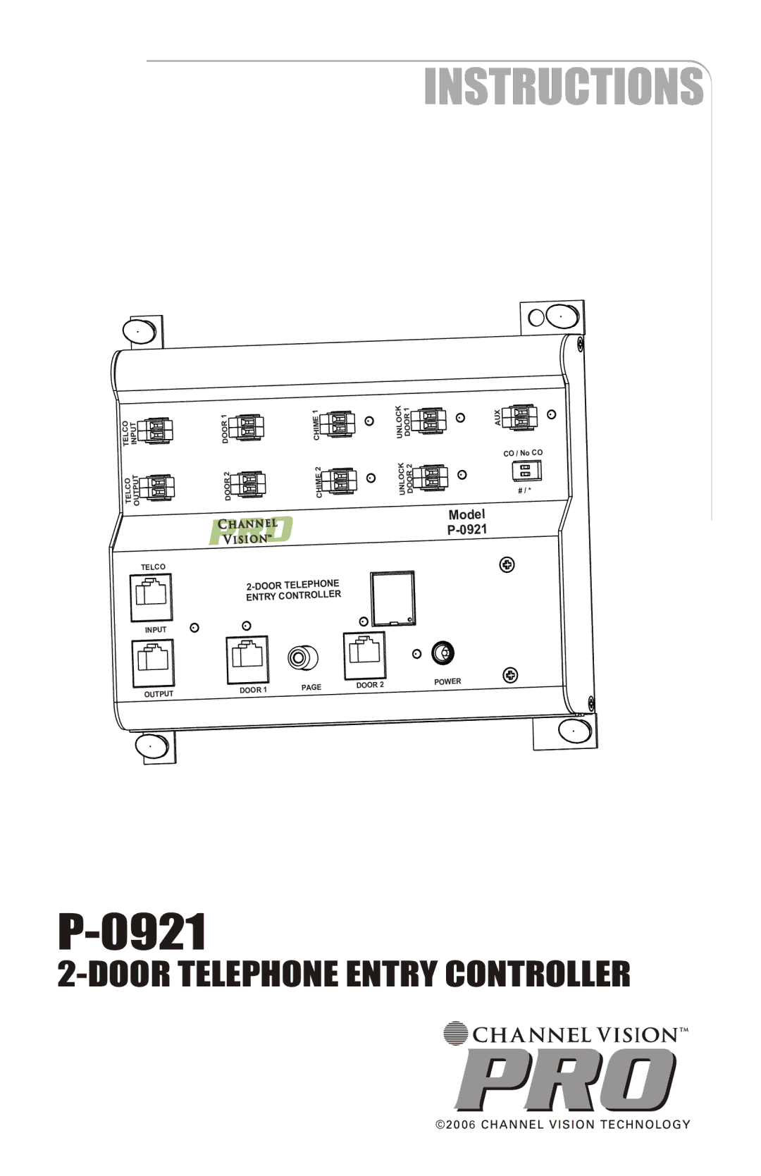 Channel Vision P-0921 manual Pro 