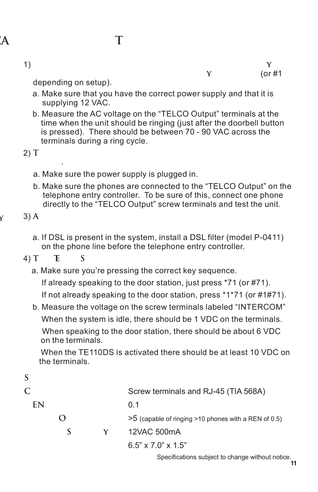 Channel Vision P-0921 manual Troubleshooting 