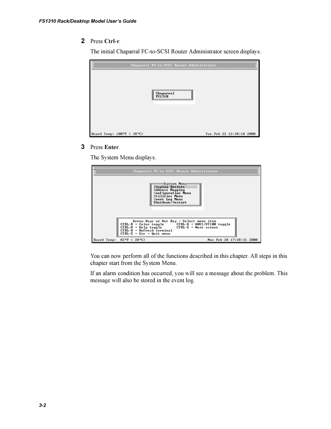 Chaparral Chaparral FS 1310 manual FS1310 Rack/Desktop Model User’s Guide 