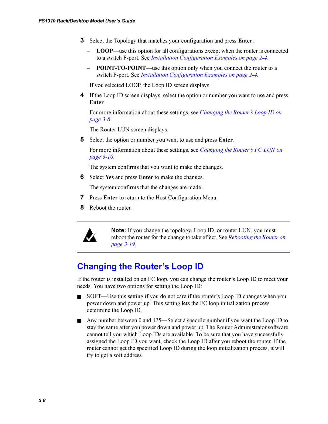 Chaparral Chaparral FS 1310 manual Changing the Router’s Loop ID 